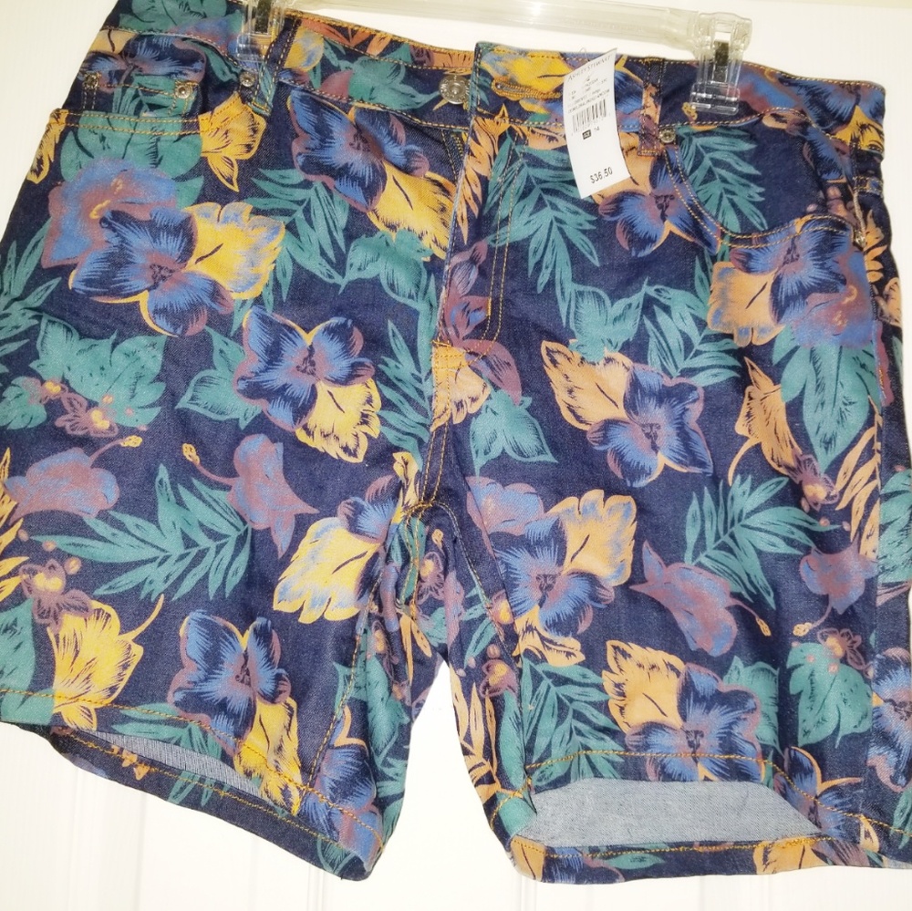 Floral jean shorts